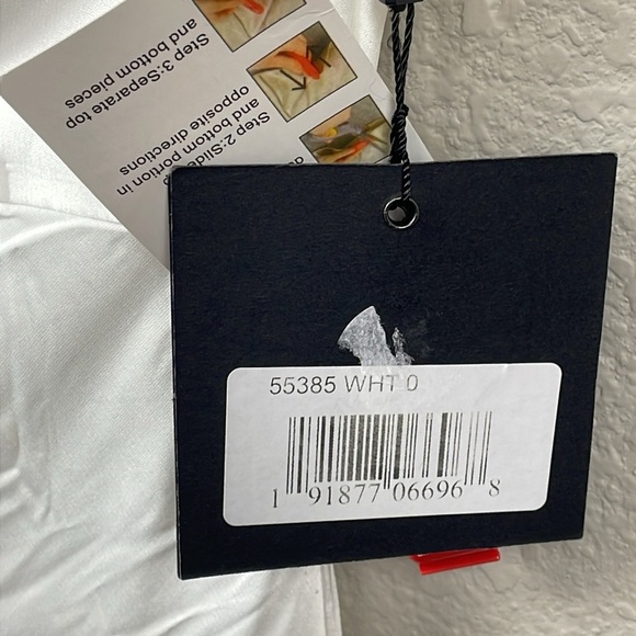 NWT Ieena Mac Duggal 55385 White One Shoulder Double Strap Satin Gown Dress Sz 0 - Picture 9 of 14